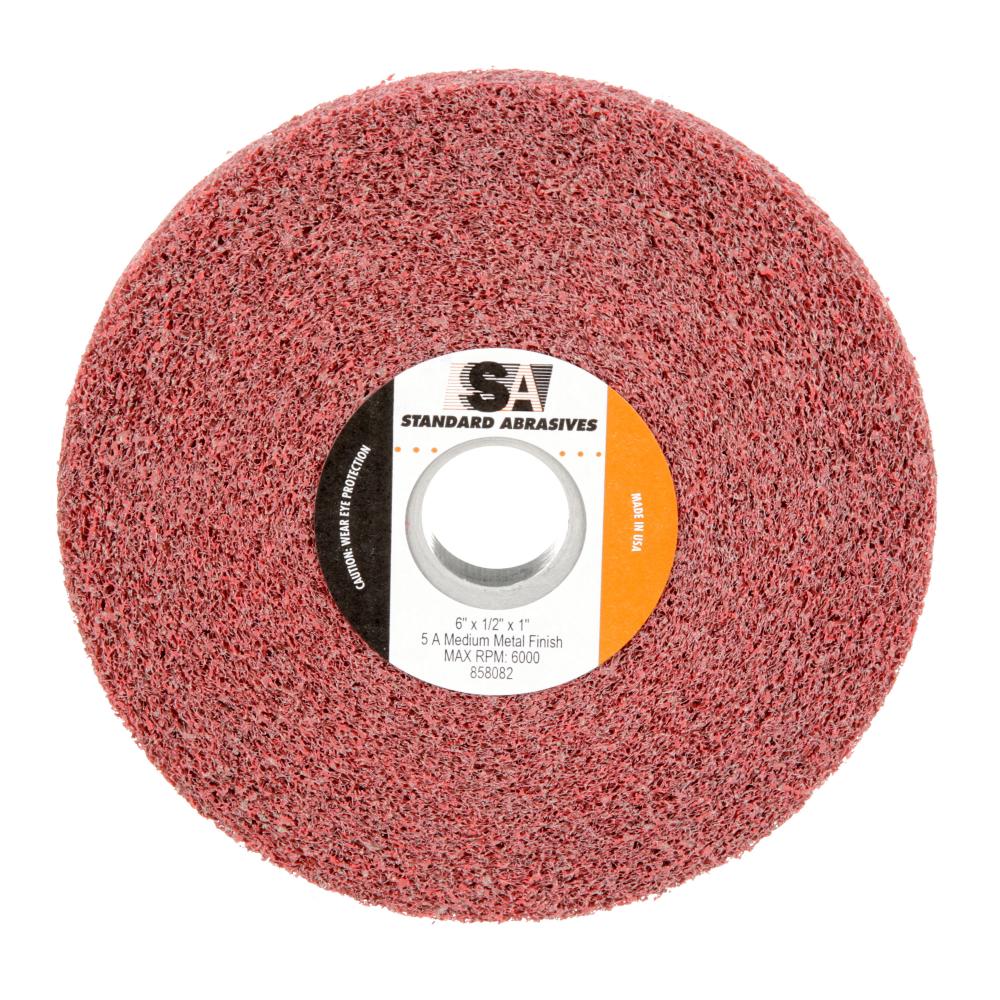 Standard Abrasives™ Metal Finishing Wheel 858082, 6 in x 1/2 in x 1 in 5A MED, 4 per case