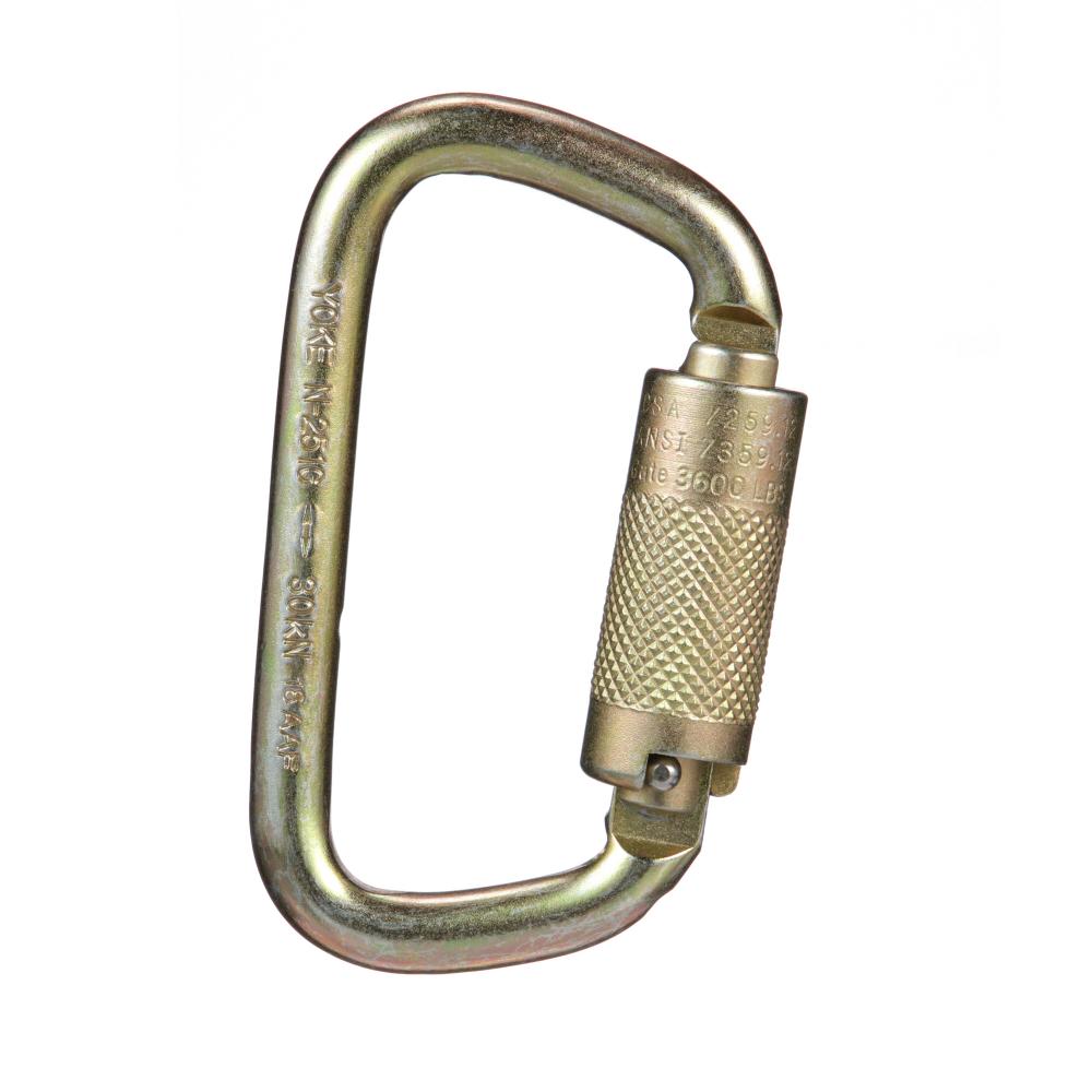 Steel Carabiner, 9/16&#34; Gate Opening, Auto-Locking, ANSI Z359.12