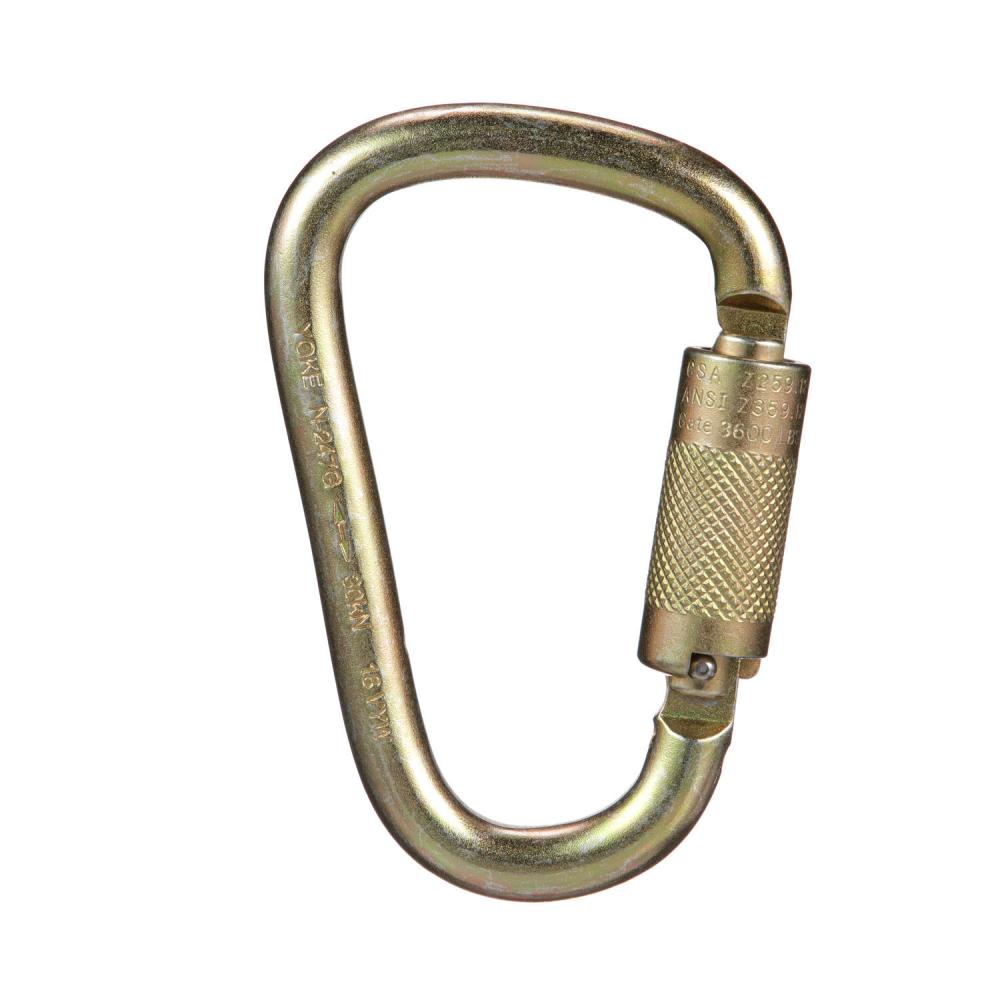 Steel Carabiner, 1&#34; Gate Opening, Auto-Locking, ANSI Z359.12