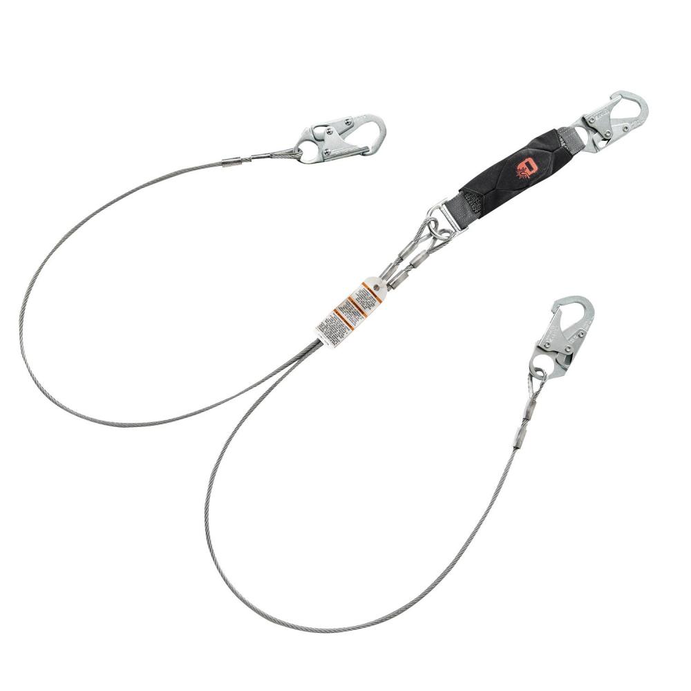 V-Series, High Heat, cable, twin-leg fixed energy absorbing lanyard, 6&#39;, 36C sma