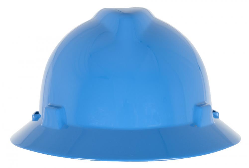 V-Gard GREEN Slotted Full Brim Helmet, Blue, 4-Point Fas-Trac III