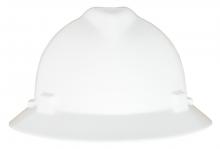 MSA Safety 10160923 - V-Gard GREEN Slotted Full Brim Helmet, White, 4-Point Fas-Trac III
