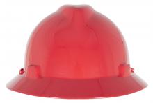 MSA Safety 10160927 - V-Gard GREEN Slotted Full Brim Helmet, Red, 4-Point Fas-Trac III